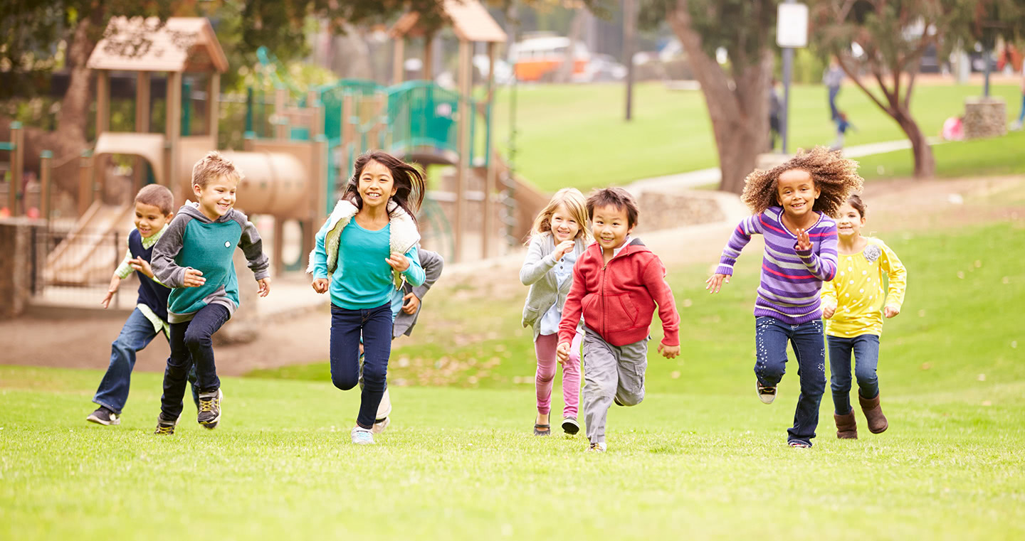 Kids Running in Park